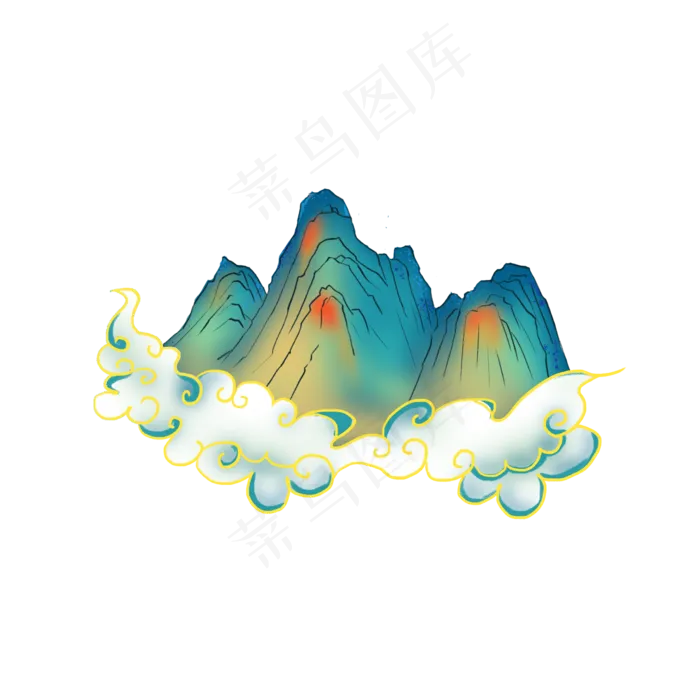 古风山水国画(2000X2000(DPI:300))psd模版下载