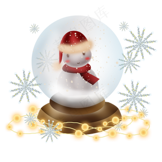 圣诞节雪人和圣诞灯,免抠元素