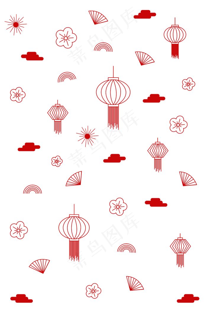 鼠年新年红色底纹,免抠元素