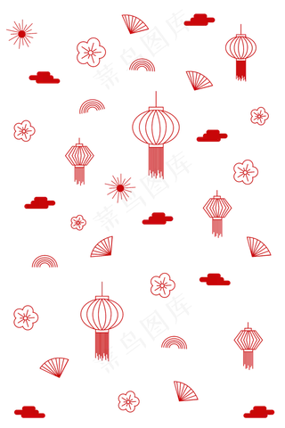 鼠年新年红色底纹,免抠元素