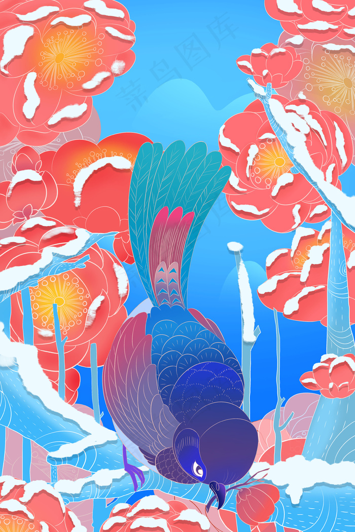 立冬大雪冬至冬天霜降冬日蓝色中国风