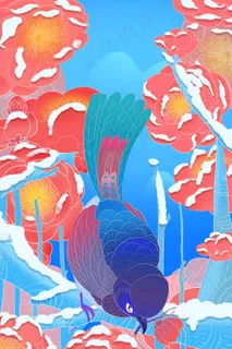 立冬大雪冬至冬天霜降冬日蓝色中国风