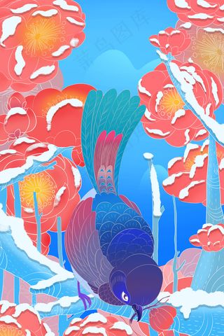 立冬大雪冬至冬天霜降冬日蓝色中国风