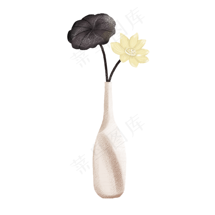 荷花荷叶白色陶瓷花瓶简约装饰摆