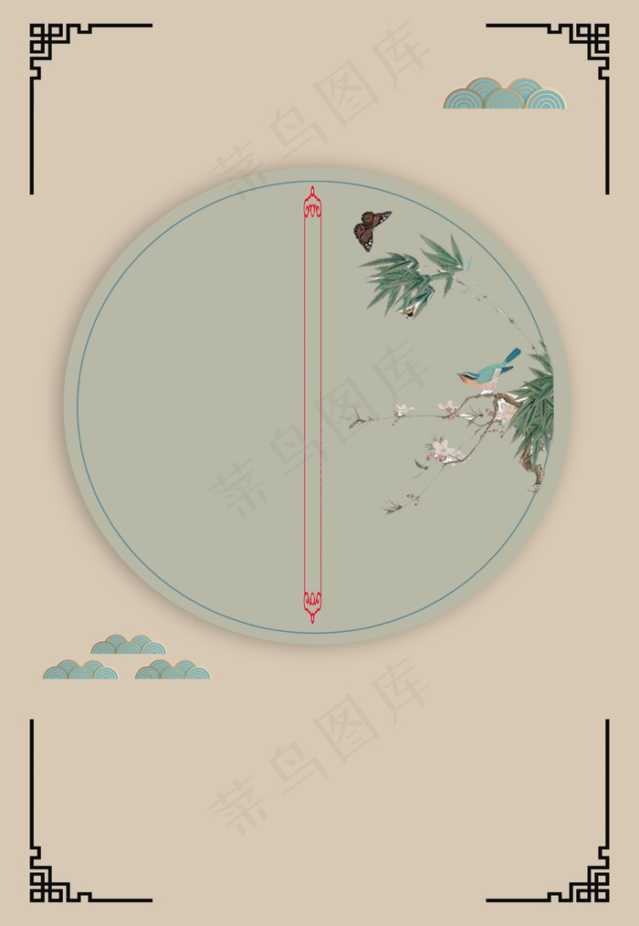 淡雅工笔画古风海报