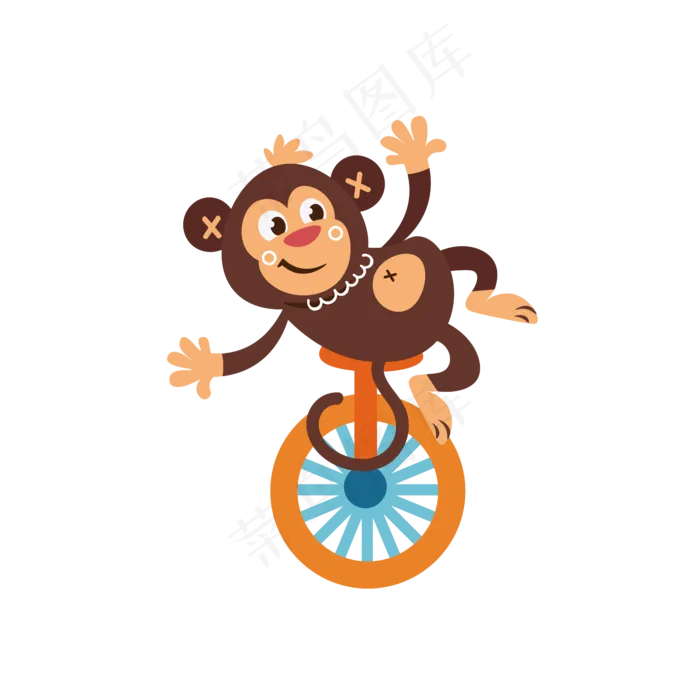 卡通动物动物园猴子简约马戏团演,免抠元素ai矢量模版下载