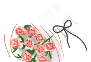 手绘卡通母亲节花束免扣元素