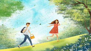 五一情侣旅行风景小清新