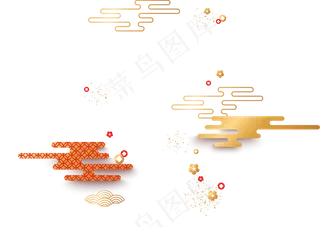 中国风祥云鼠年装饰图案,免抠元素