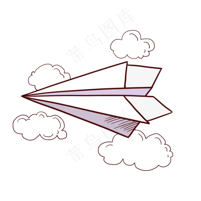简约线条纸飞机和云朵卡通PNG免抠(2000*2000px 300 dpi )psd模版下载