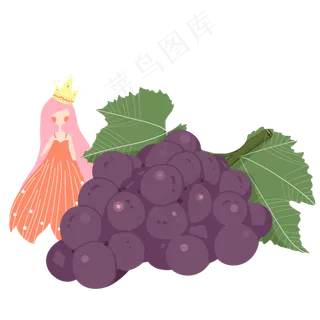 卡通葡萄女孩小清新设计