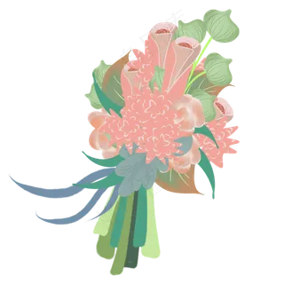 手绘暖色浪漫婚礼新娘手捧花