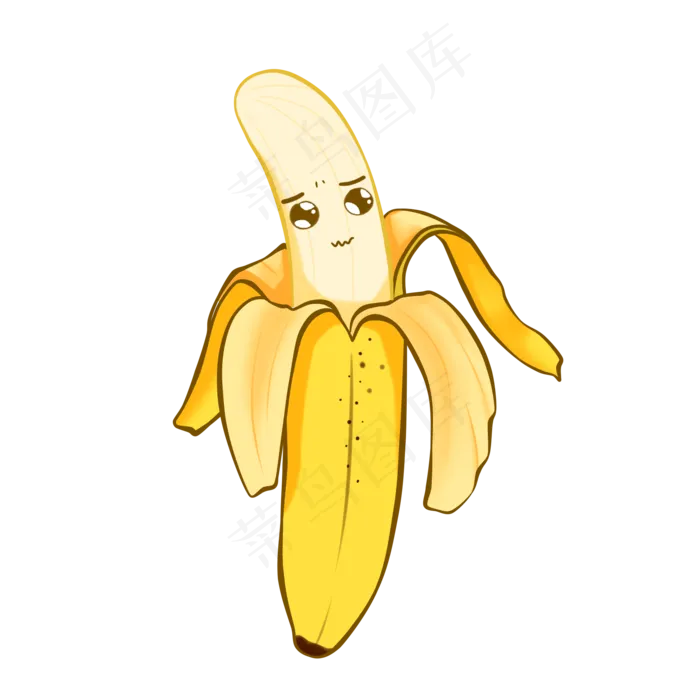 剥皮的水果香蕉站立一个(2000X2000(DPI:300))psd模版下载