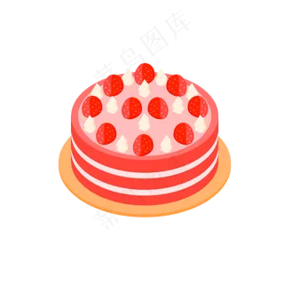 2.5D立体柔色草莓奶油千层水