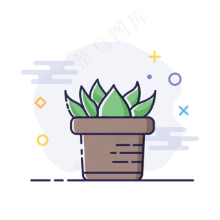 MBE风格多彩可爱盆栽多肉植物,免抠元素