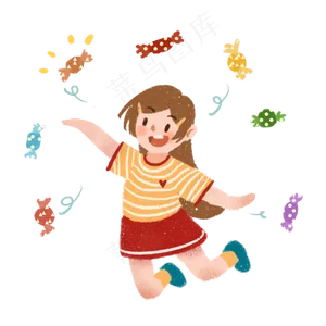 六一儿童节卡通手绘可爱女孩撒糖