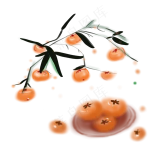 霜降二十四水墨元素,免抠元素