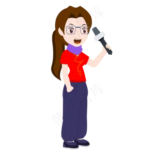 美女记者卡通手绘形象