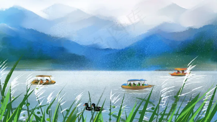 春天游湖心情舒畅(2880X1620(DPI:300))psd模版下载