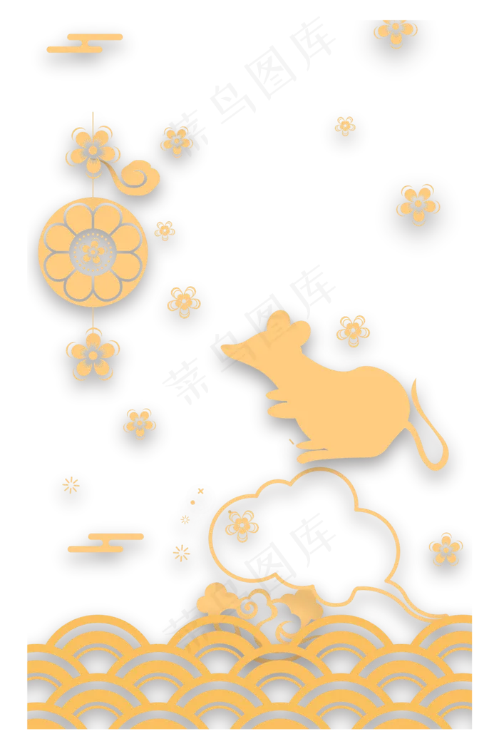 新年金色云纹底纹装饰,免抠元素