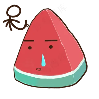 夏天夏至西瓜呆滞表情包