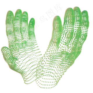 科技智能双手魔幻数据点状绿色张,免抠元素