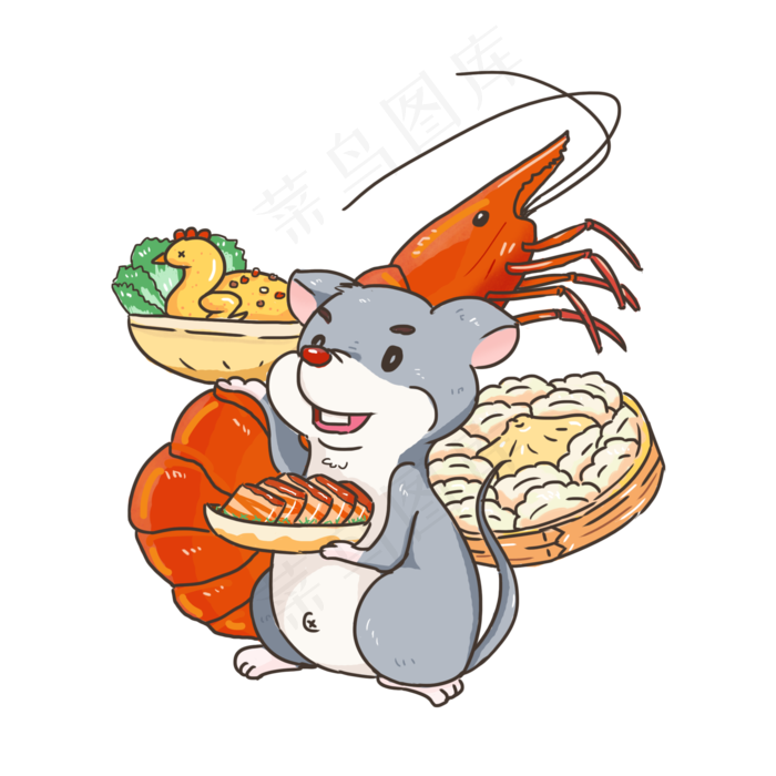 手绘年夜饭,免抠元素