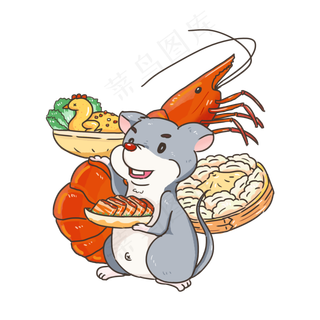 手绘年夜饭,免抠元素