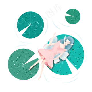 睡在荷叶上的小精灵