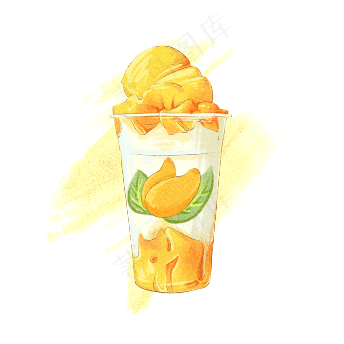 仿真写实类冷饮水彩(2000X2000(DPI:300))psd模版下载