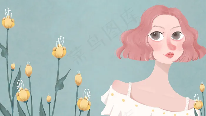 复古风格穿白色衣服的少女(2880X1620(DPI:300))psd模版下载