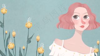 复古风格穿白色衣服的少女