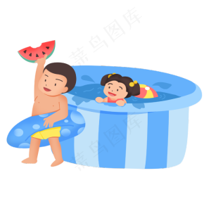 夏天游泳的孩子