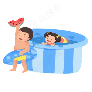 夏天游泳的孩子