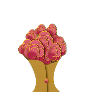 手绘手捧花束花朵图案