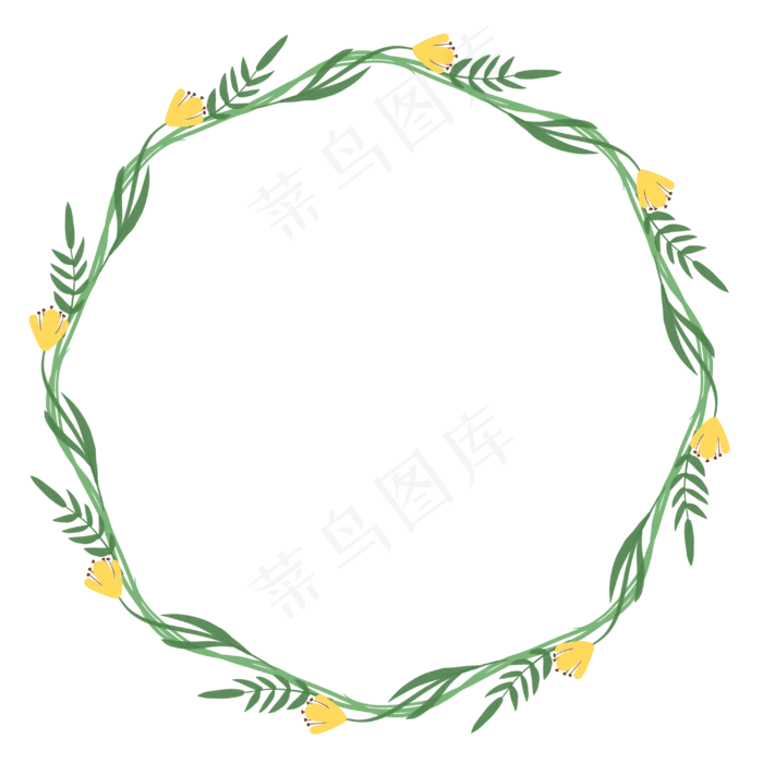 节日装饰小清新手绘植物花环,免抠元素(3000X3000(DPI:300))psd模版下载