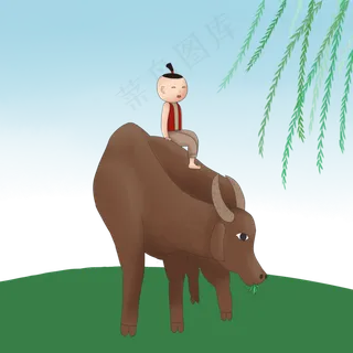牧童放牛郎春季牛柳叶