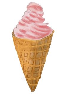 夏至手绘水彩冰淇淋png,免抠元素