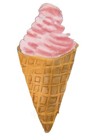 夏至手绘水彩冰淇淋png,免抠元素
