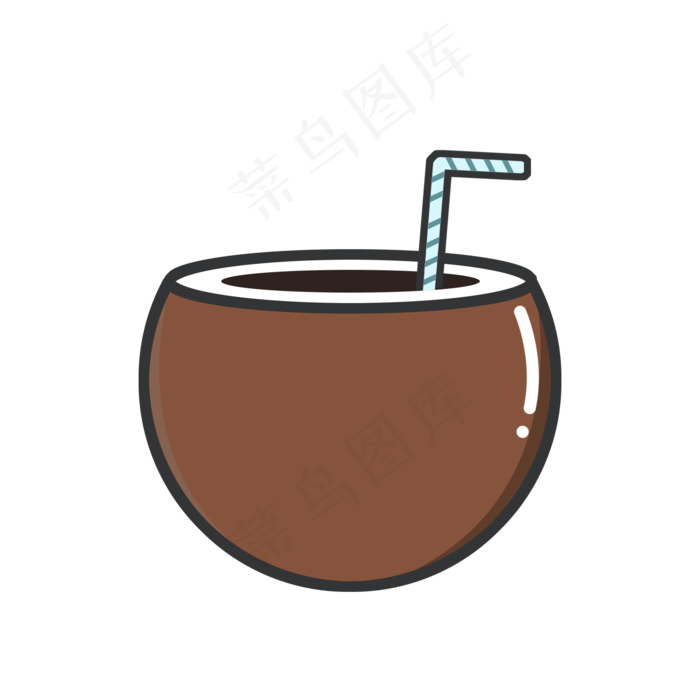 灰色圆弧椰子水果元素