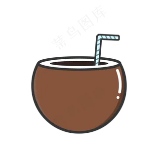 灰色圆弧椰子水果元素