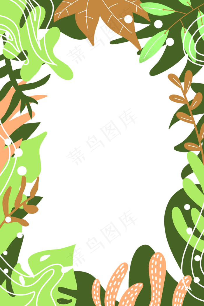 春季绿色扁平手绘植物边框免扣(3543X5315(DPI:300))psd模版下载
