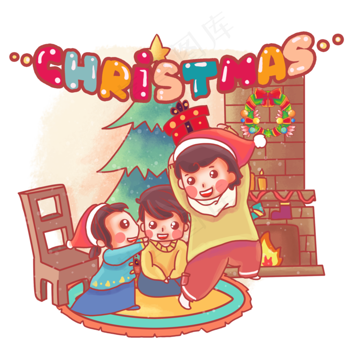 父亲圣诞夜温馨夜晚,免抠元素