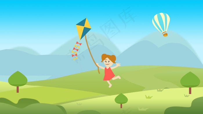 儿童节户外放风筝