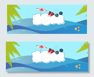 夏日旅暑期旅游蓝色清新banner