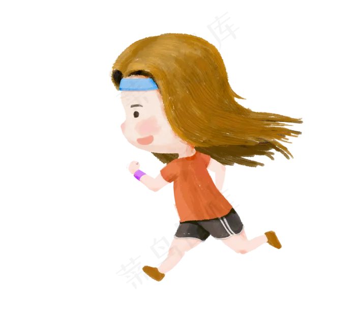 运动跑步女孩卡通手绘,免抠元素(1150*1000px 300 dpi )psd模版下载
