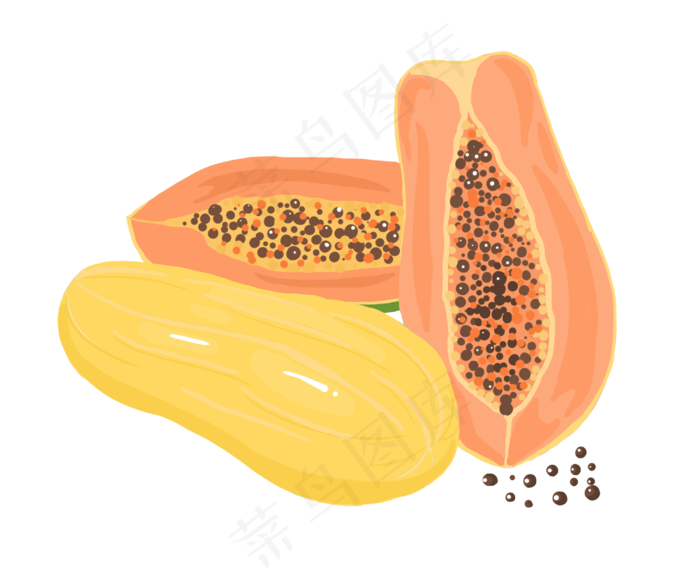 水果食物木瓜(3000X2500(DPI:300))psd模版下载