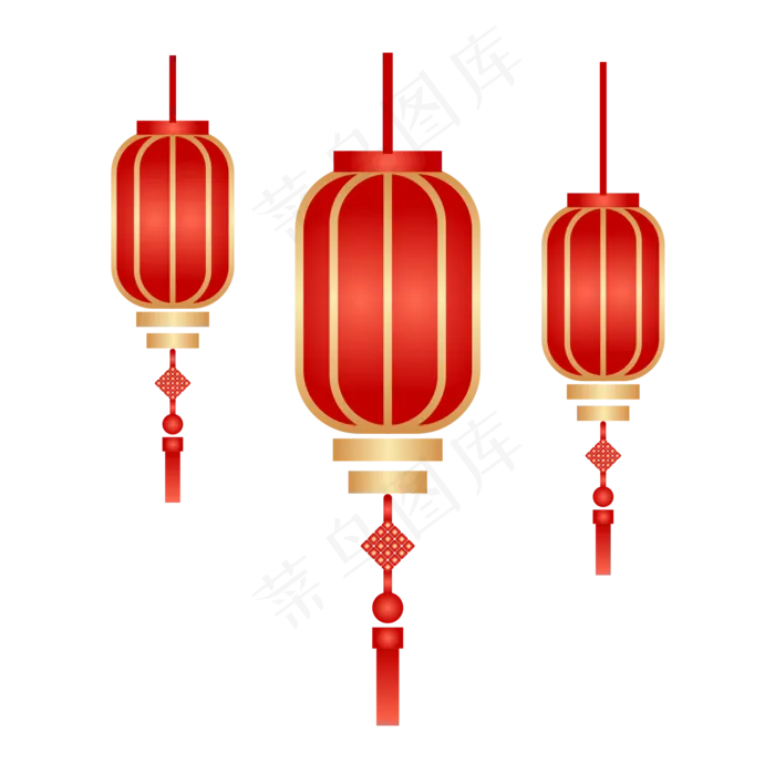 红金灯笼,免抠元素(2000*2000px 300 dpi )ai矢量模版下载