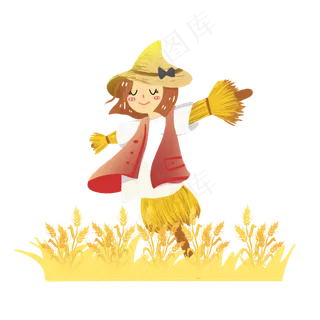 芒种麦穗稻草人素材