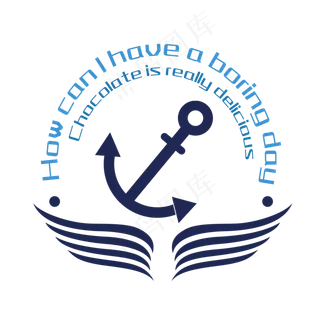 锚蓝色欧式印章